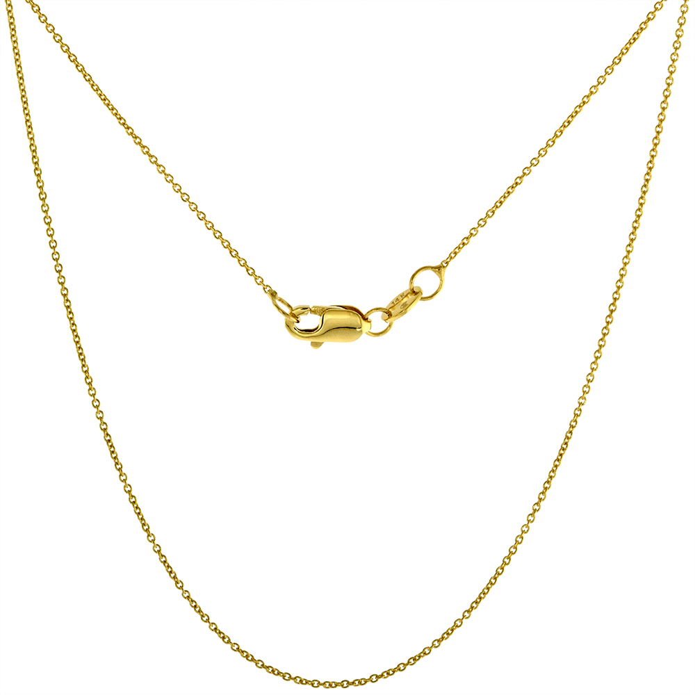 Thin 14k Yellow Gold 1.5mm Cable Link Chain Necklace for Women High Polish 16-20 inch