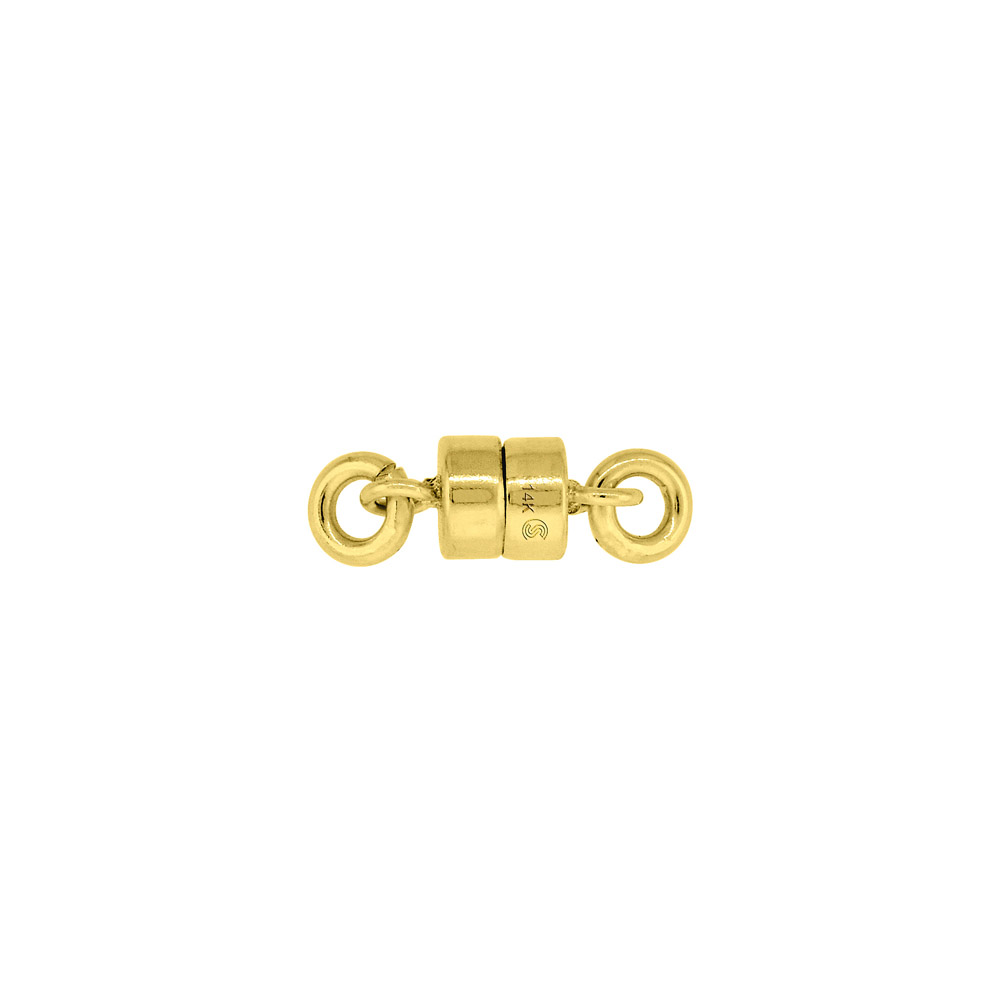 14k Gold 4 mm Magnetic Clasp for Light Necklaces USA, Square Edge