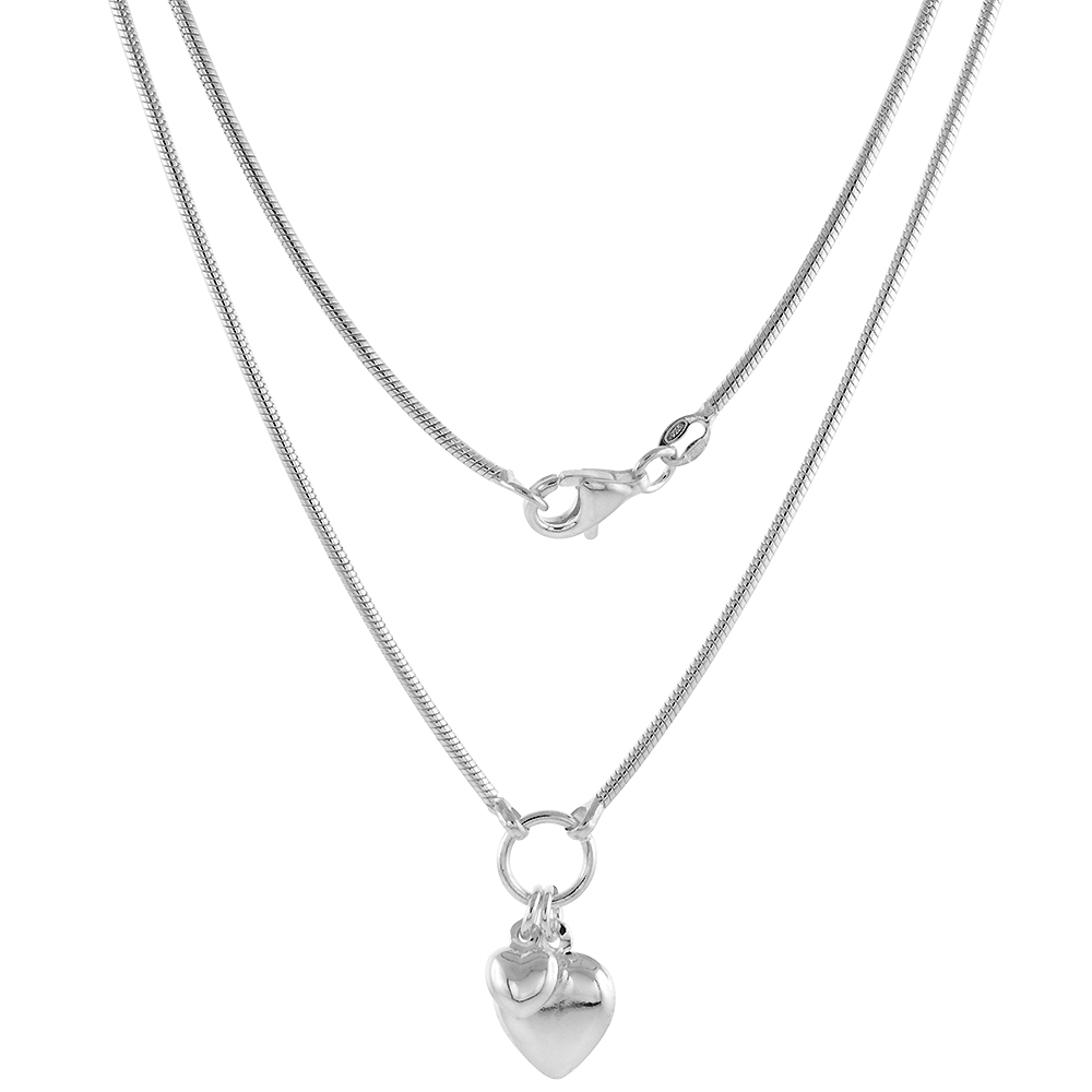 Sterling Silver Necklace / Bracelet with 2 Heart Pendants