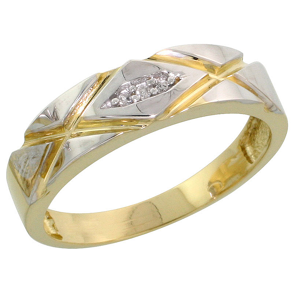 Gold Plated Sterling Silver Ladies Diamond Wedding Band, 3/16 inch wide