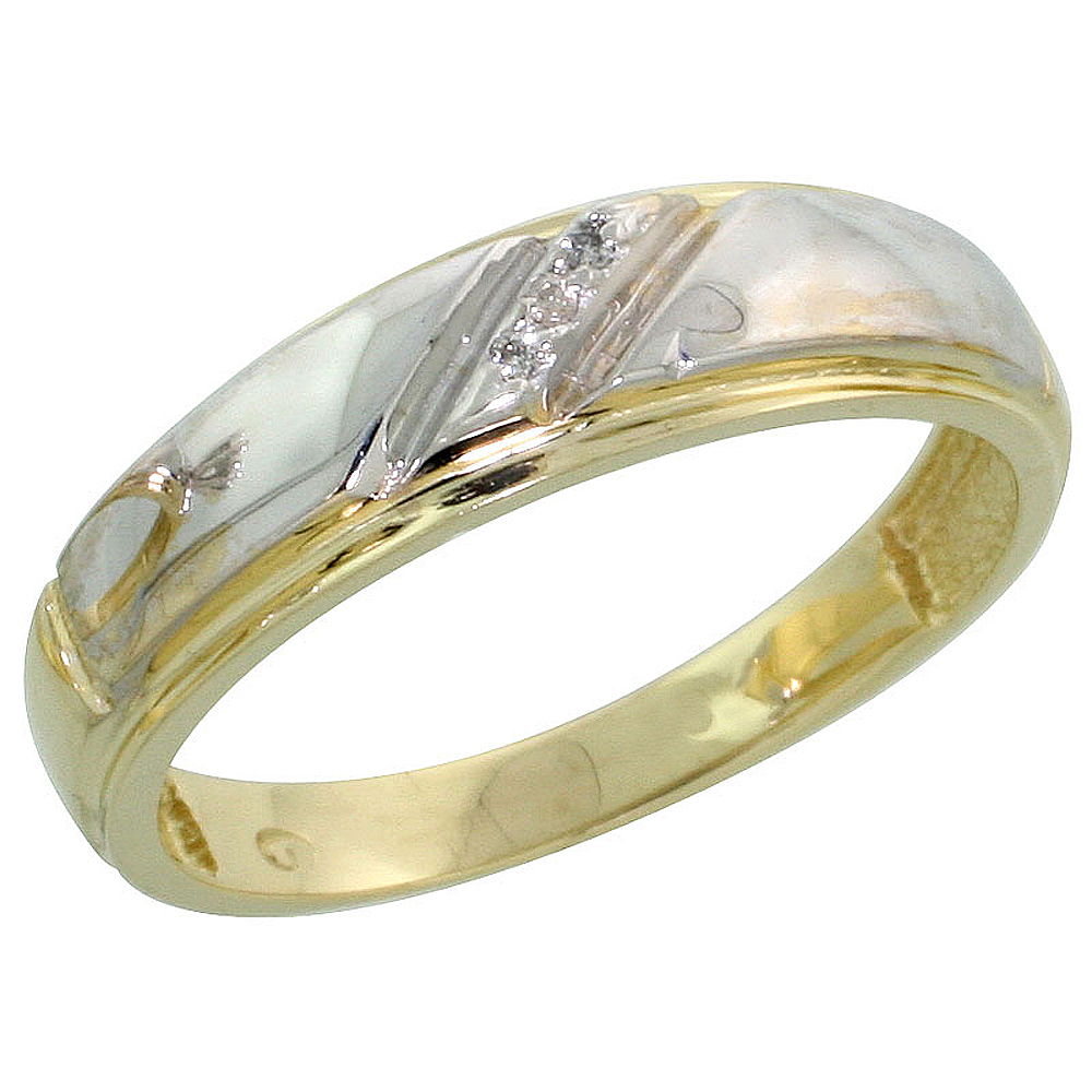 Gold Plated Sterling Silver Ladies Diamond Wedding Band, 7/32 inch wide