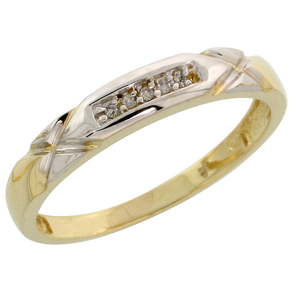 Gold Plated Sterling Silver Ladies Diamond Wedding Band, 1/8 inch wide