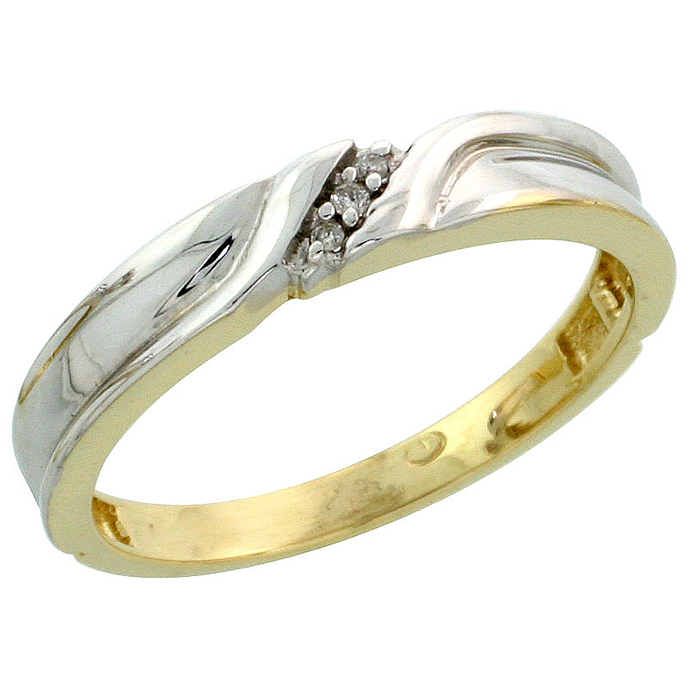 Gold Plated Sterling Silver Ladies Diamond Wedding Band, 1/8 inch wide