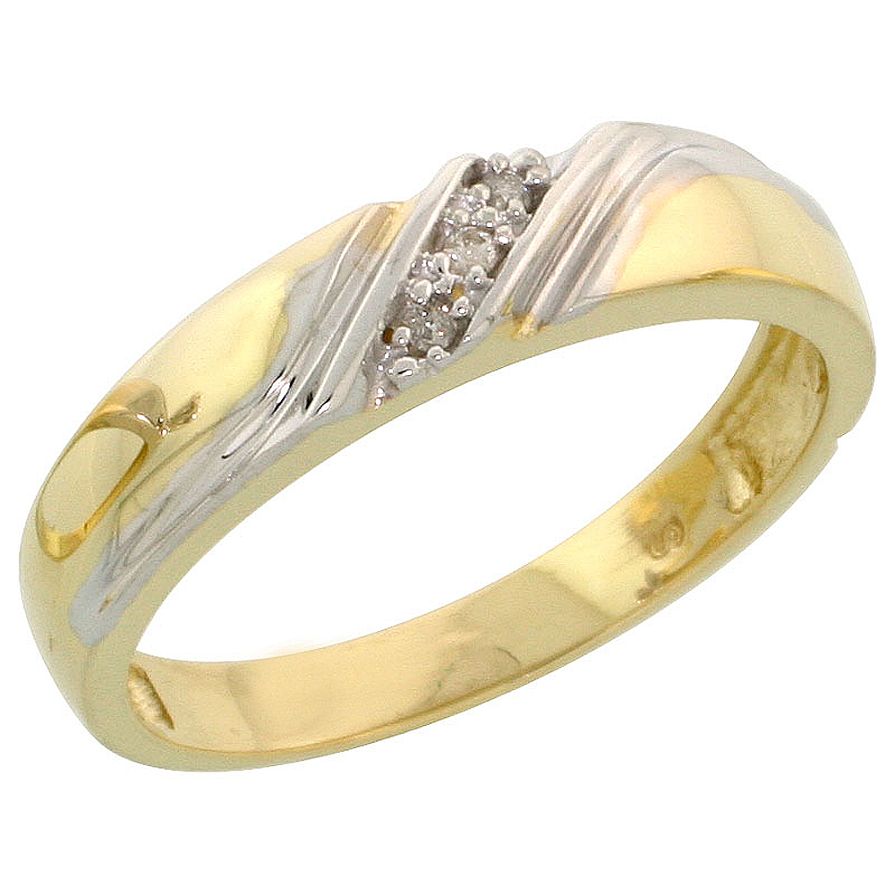 Gold Plated Sterling Silver Ladies Diamond Wedding Band, 3/16 inch wide