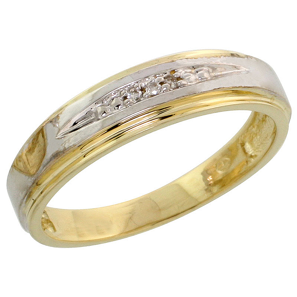 Gold Plated Sterling Silver Ladies Diamond Wedding Band, 3/16 inch wide