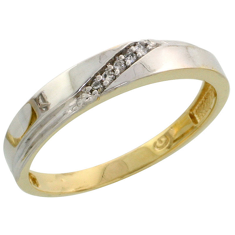 Gold Plated Sterling Silver Ladies Diamond Wedding Band, 1/8 inch wide