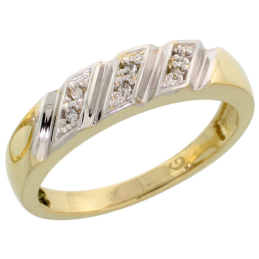 Gold Plated Sterling Silver Ladies Diamond Wedding Band, 3/16 inch wide