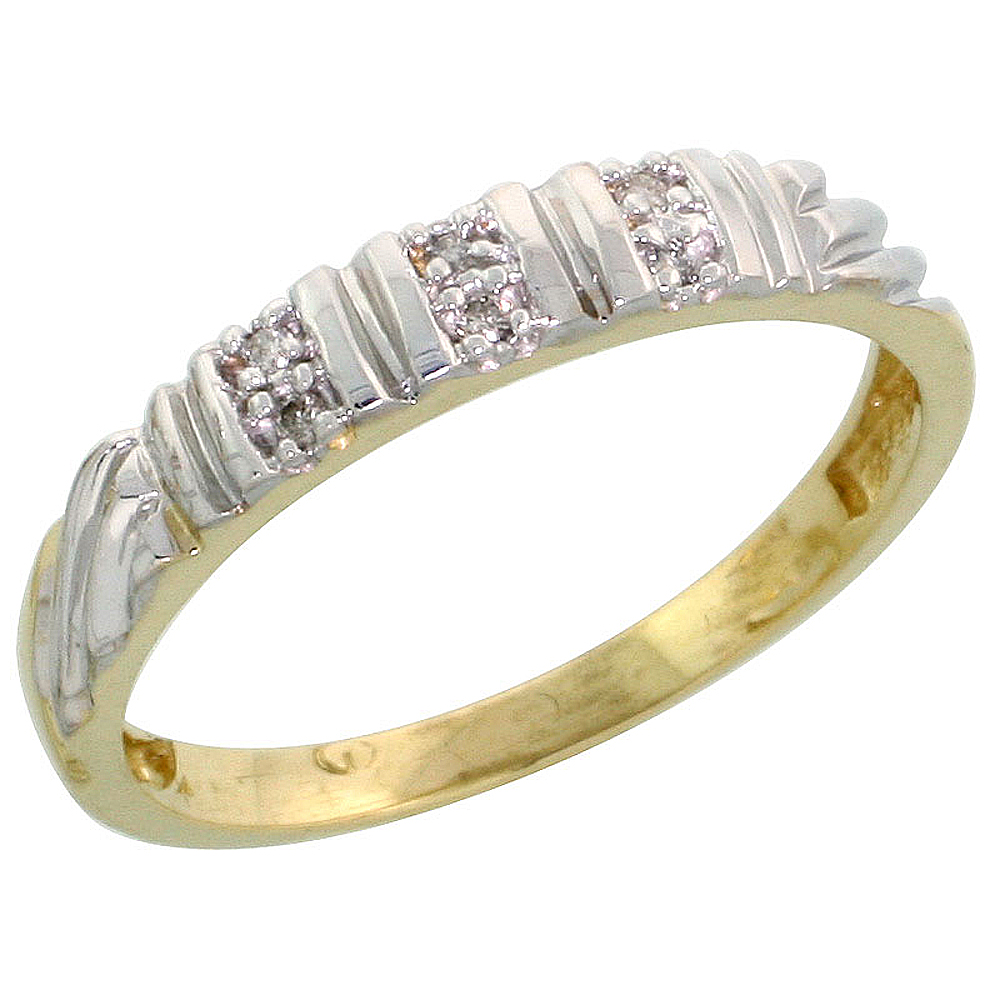 Gold Plated Sterling Silver Ladies Diamond Wedding Band, 1/8 inch wide