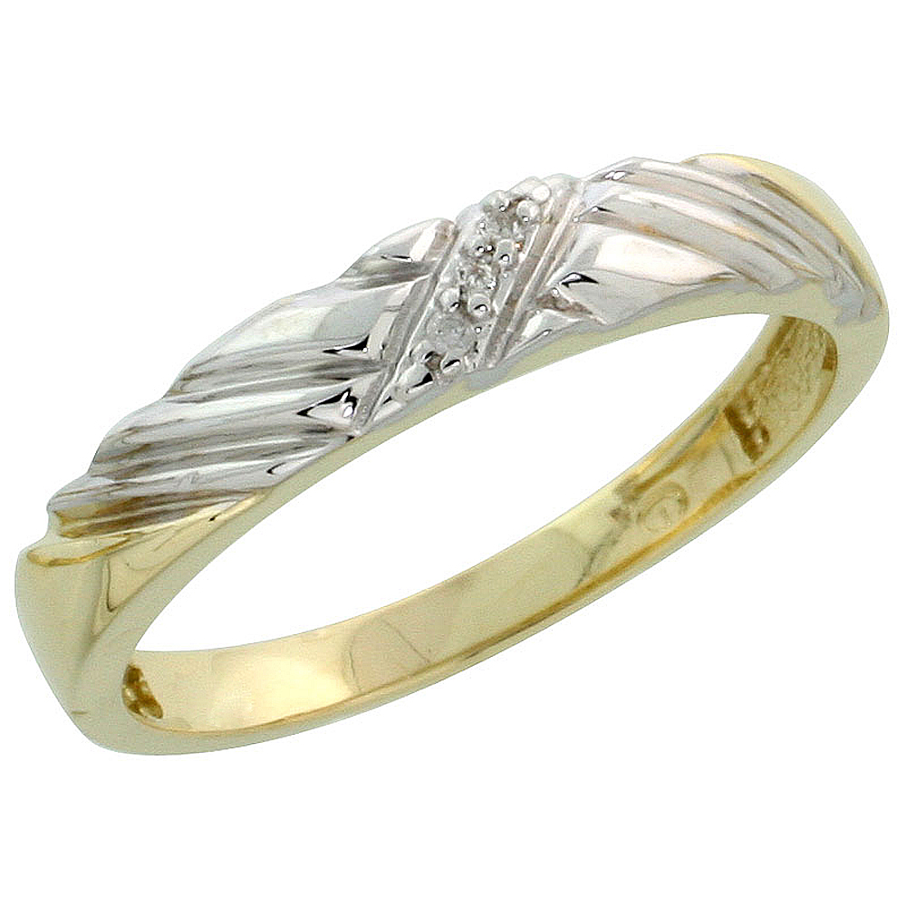 Gold Plated Sterling Silver Ladies Diamond Wedding Band, 1/8 inch wide