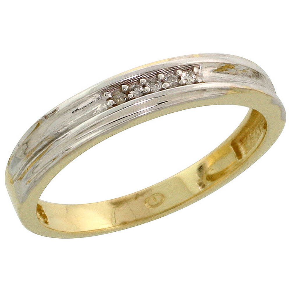 Gold Plated Sterling Silver Ladies Diamond Wedding Band, 1/8 inch wide