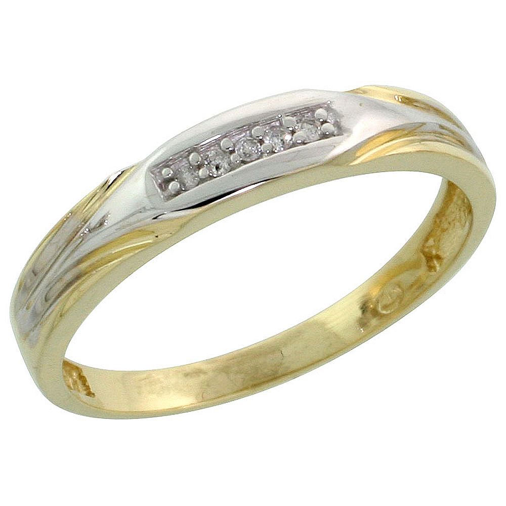 Gold Plated Sterling Silver Ladies Diamond Wedding Band, 1/8 inch wide