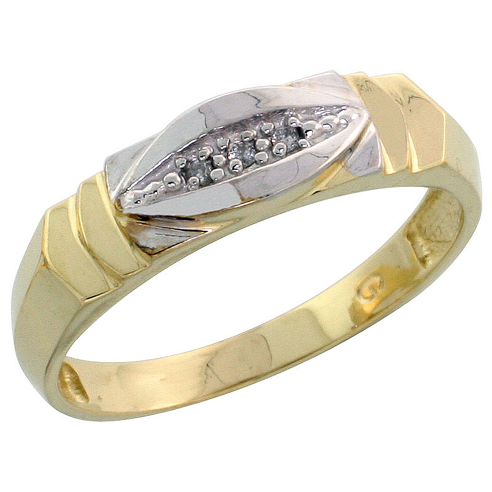 Gold Plated Sterling Silver Ladies Diamond Wedding Band, 3/16 inch wide