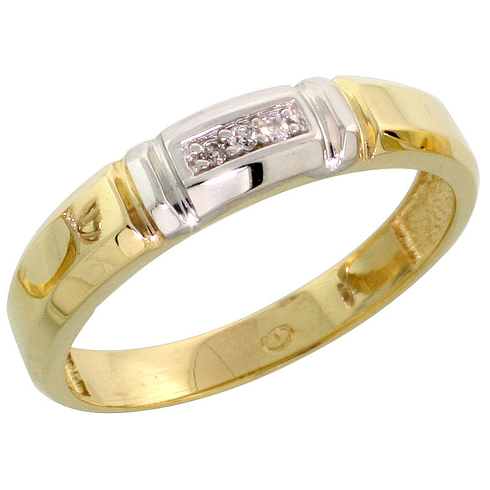 Gold Plated Sterling Silver Ladies Diamond Wedding Band, 5/32 inch wide