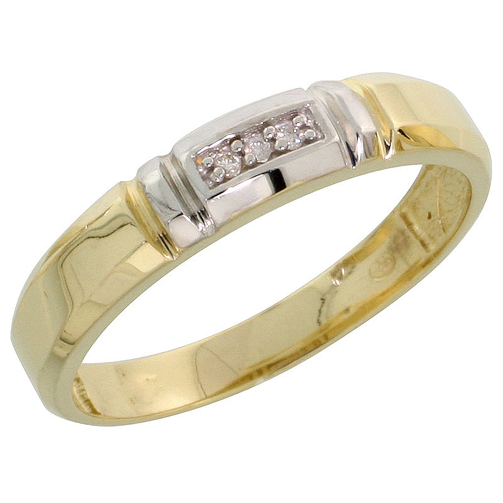 Gold Plated Sterling Silver Ladies Diamond Wedding Band, 5/32 inch wide