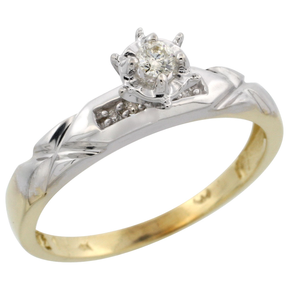 Gold Plated Sterling Silver Diamond Engagement Ring, 1/8 inch wide