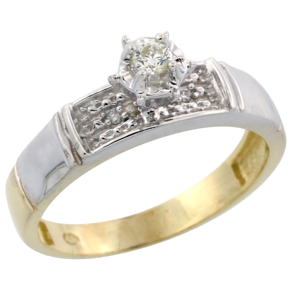 Gold Plated Sterling Silver Diamond Engagement Ring, 3/16 inch wide