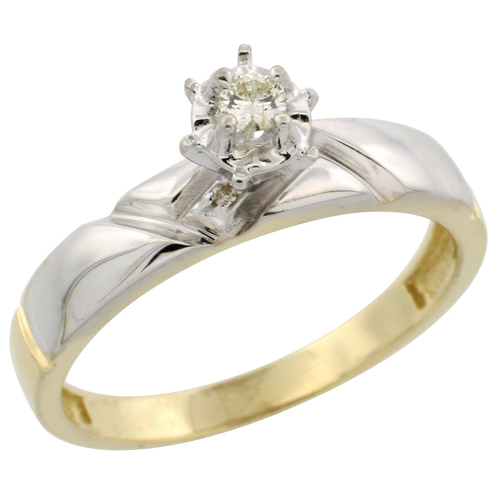 Gold Plated Sterling Silver Diamond Engagement Ring, 5/32 inch wide