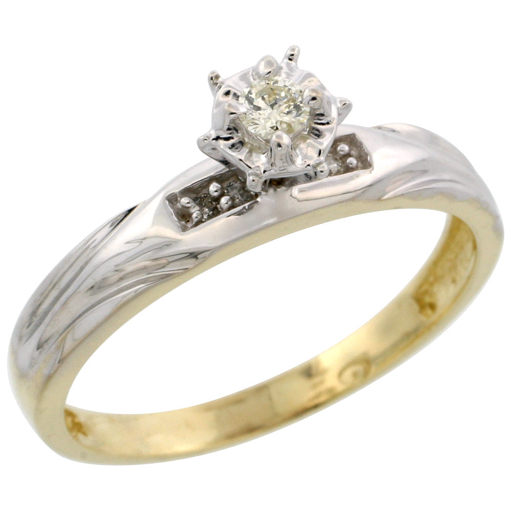 Gold Plated Sterling Silver Diamond Engagement Ring, 1/8 inch wide