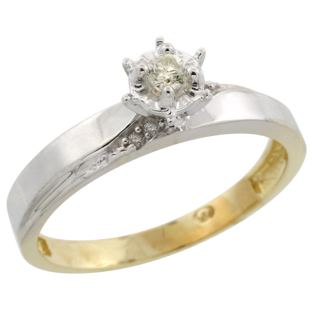 Gold Plated Sterling Silver Diamond Engagement Ring, 1/8 inch wide