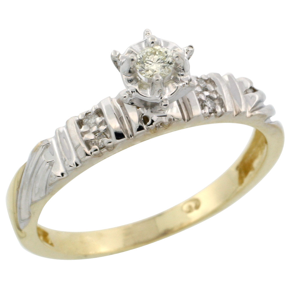 Gold Plated Sterling Silver Diamond Engagement Ring, 1/8 inch wide