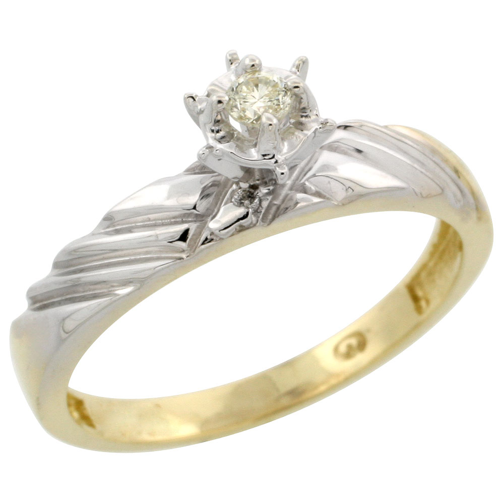 Gold Plated Sterling Silver Diamond Engagement Ring, 1/8 inch wide