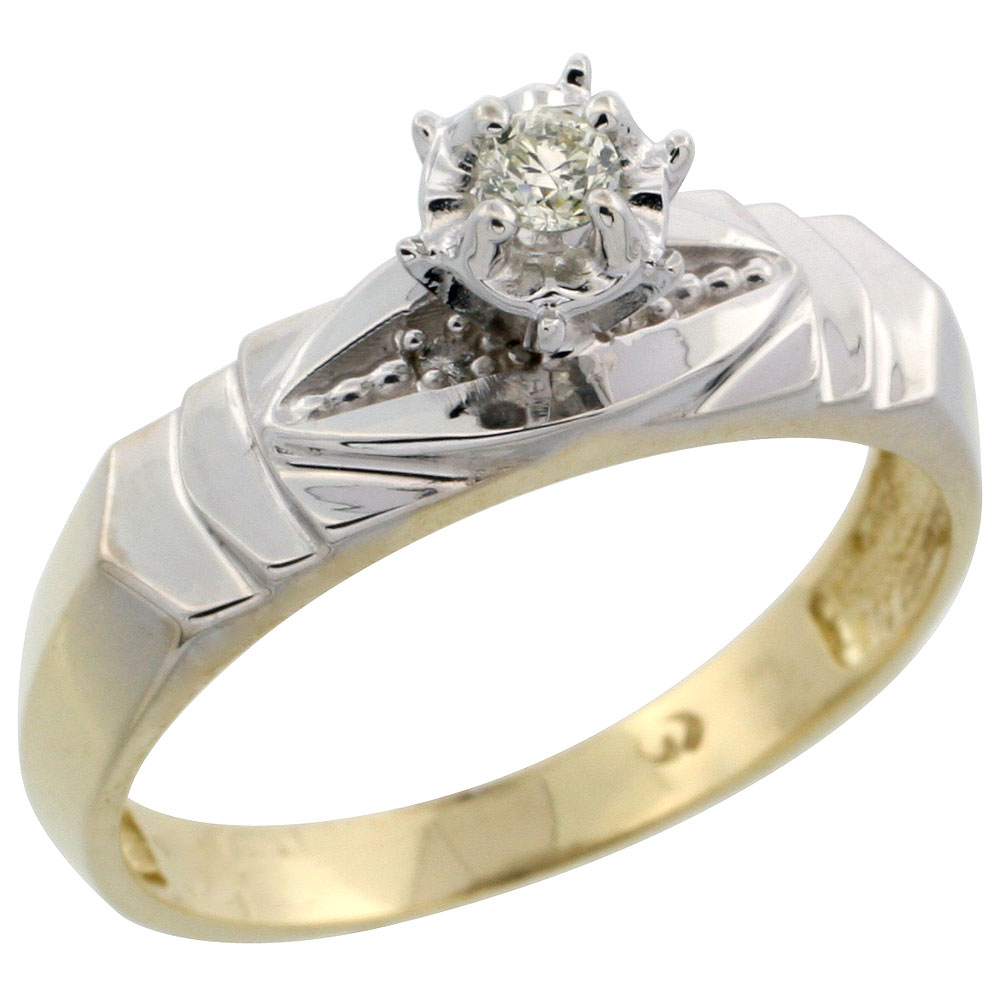 Gold Plated Sterling Silver Diamond Engagement Ring, 3/16 inch wide