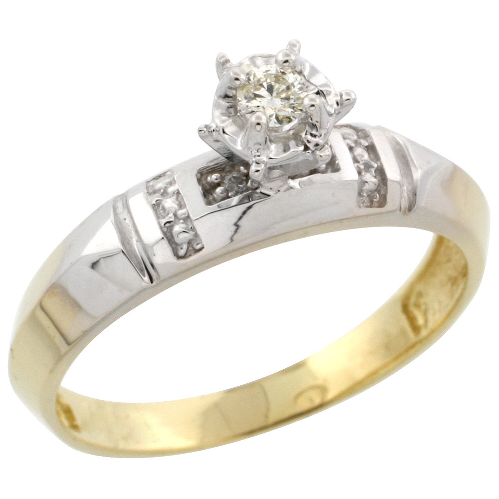 Gold Plated Sterling Silver Diamond Engagement Ring, 5/32 inch wide