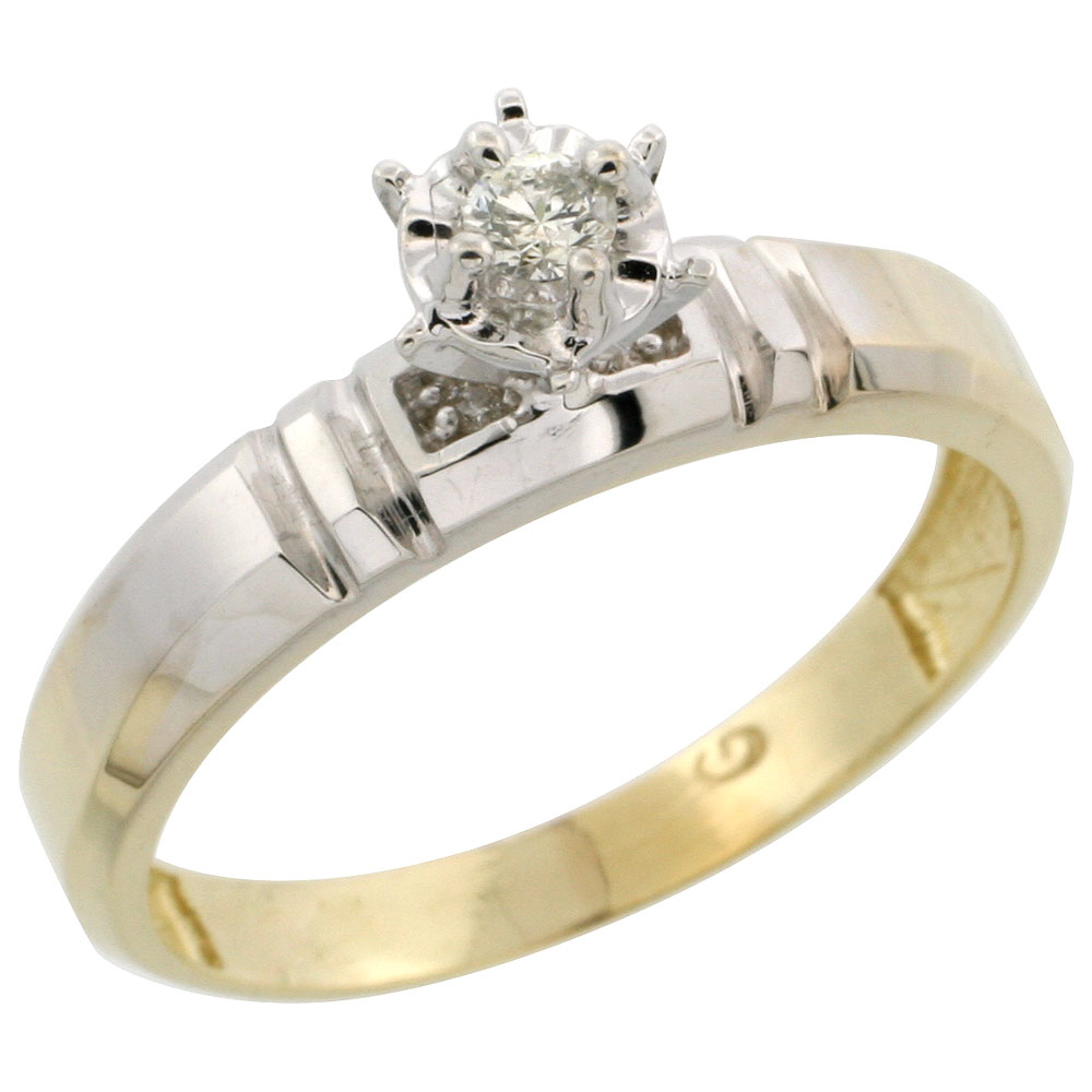 Gold Plated Sterling Silver Diamond Engagement Ring, 5/32 inch wide