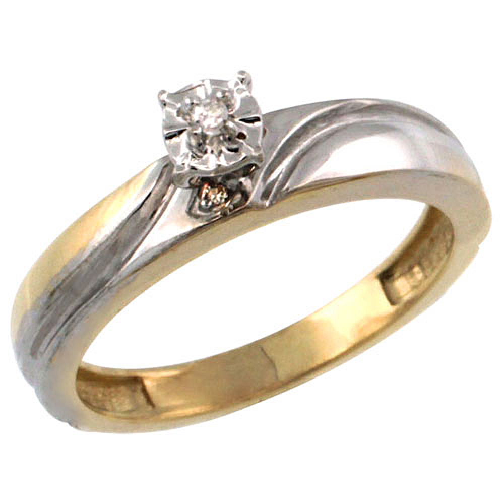 Gold Plated Sterling Silver Diamond Engagement Ring 5/32 inch wide