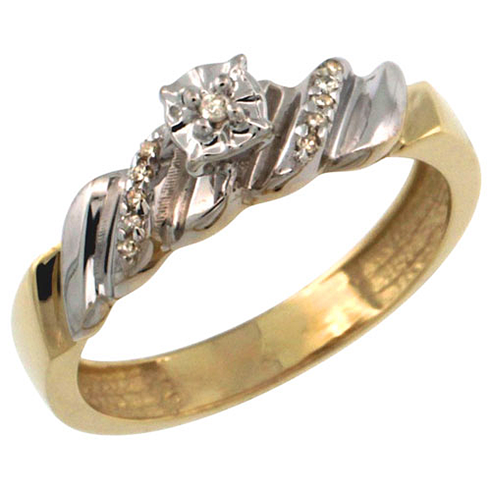 Gold Plated Sterling Silver Diamond Engagement Ring 5/32 inch wide