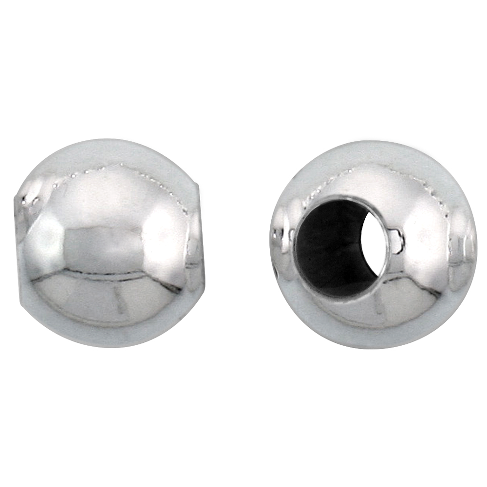Sterling Silver Bead Spacer 7 mm Large Hole 6 pcs High Polished
