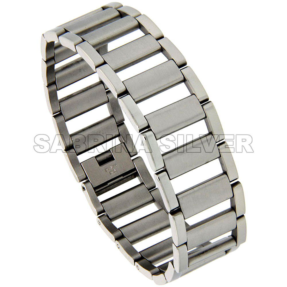 Stainless Steel Bracelet For Men & Women Open Bars 3/4 inch wide, removable links 8.25 inch