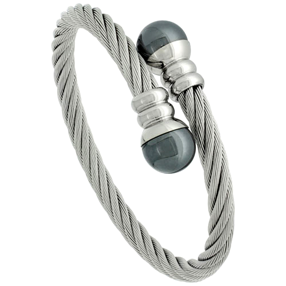 Stainless Steel Cable Bracelet For Men, 8 inch long