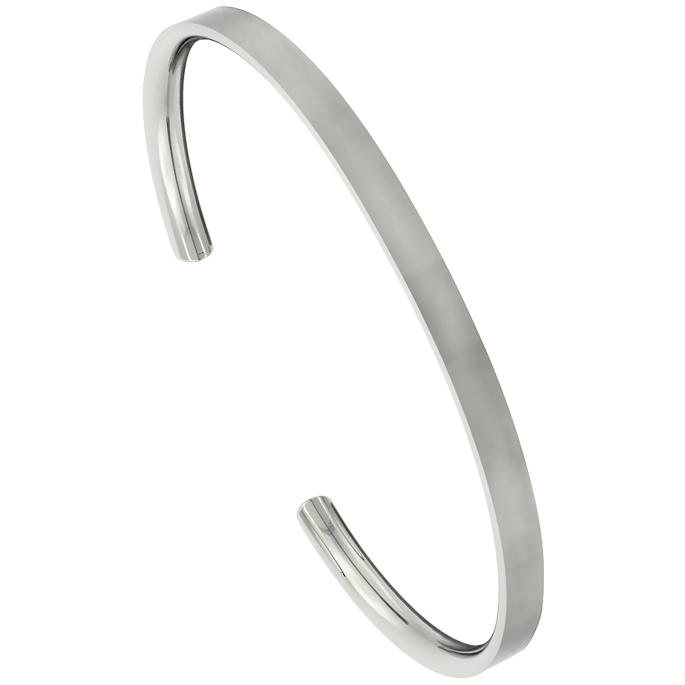 4 mm Flat Titanium Cuff Bracelet for Men & Women Matte finish Comfort-fit 8 inch Wrist size 3/16 inch wide