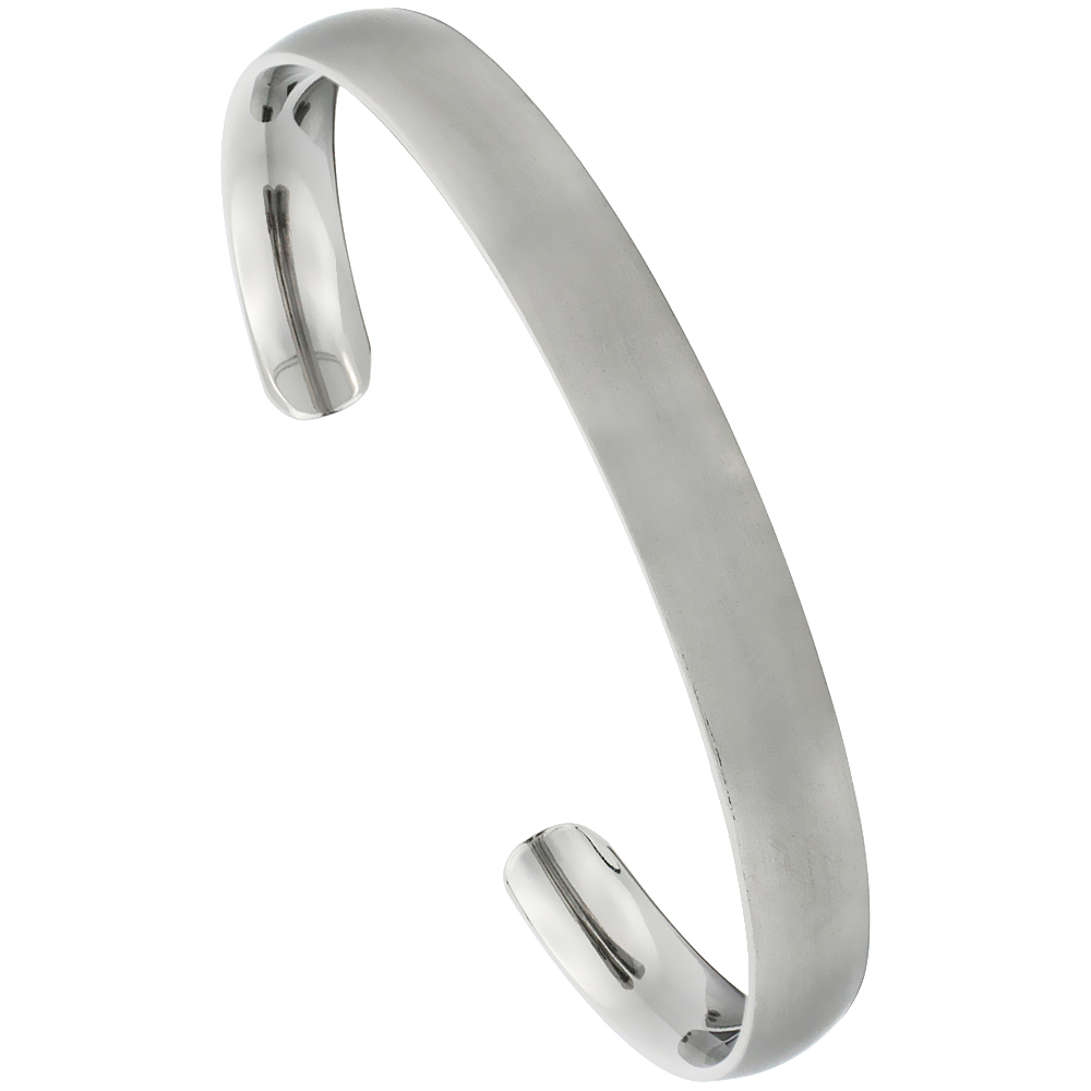 8mm Domed Titanium Cuff Bracelet for Men &amp; Women Matte finish Comfort-fit 8 inch Wrist size 8 mm 5/16 inch wide