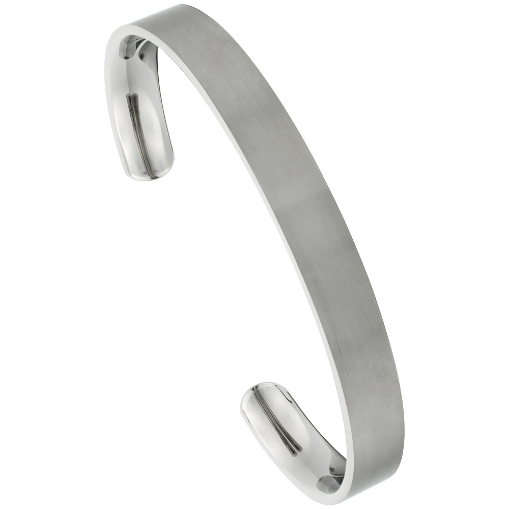 8 mm Flat Titanium Cuff Bracelet for Men & Women Matt finish Comfort-fit 8 inch Wrist size 5/16 inch wide