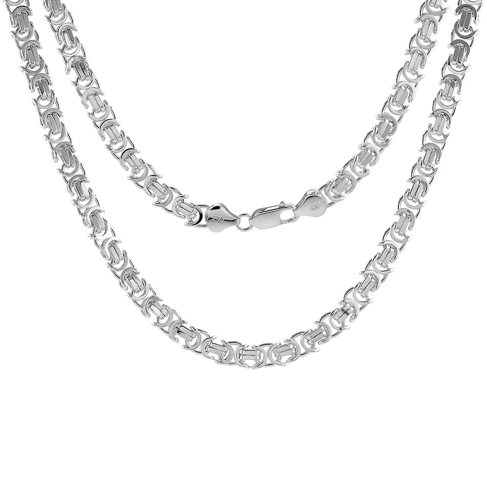 Sterling Silver 7mm FLAT BYZANTINE Chain Necklaces &amp; Bracelets 7mm Sizes 7 - 30 inch