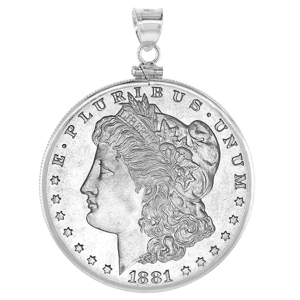 Sterling Silver Dollar Bezel 38 mm Screw Top Coin Edge Mexican Olympic One Dollar Coin NOT Included