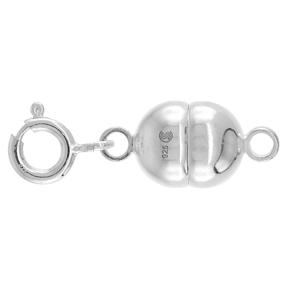 Sterling Silver 9 mm Magnetic Clasp Converter for Necklaces &amp; Bracelets Italy, Extra Large