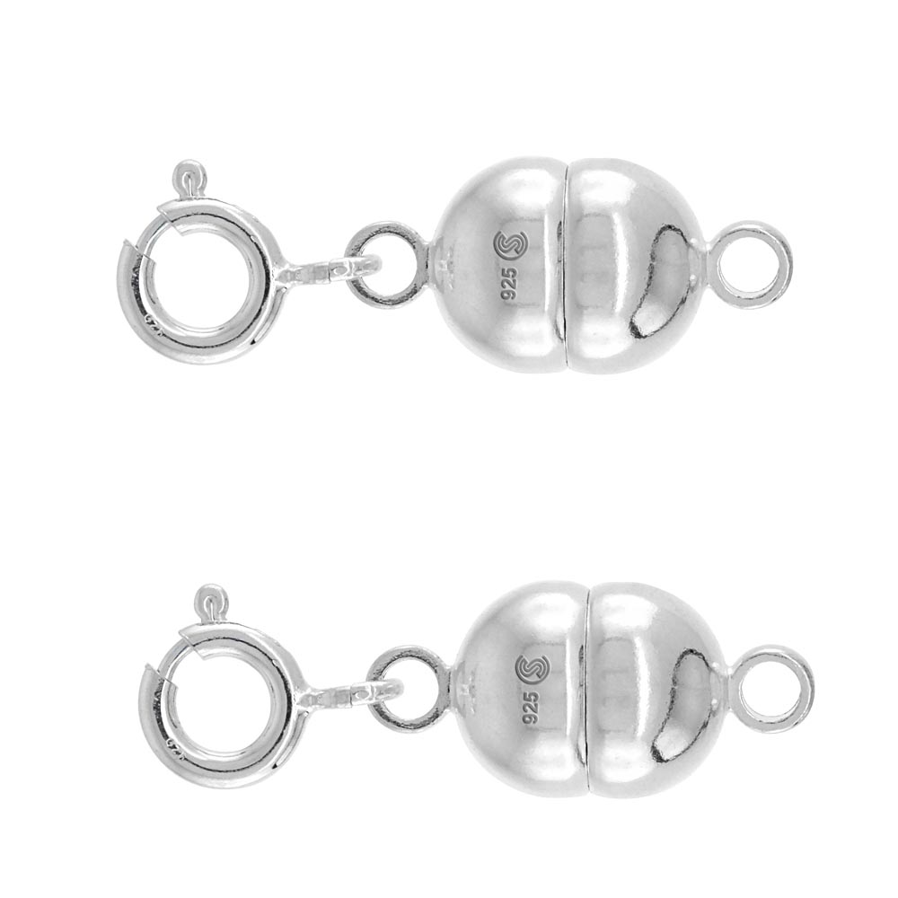 2 PACK Sterling Silver 9 mm Magnetic Clasp Converter for Necklaces & Bracelets Italy, Extra Large