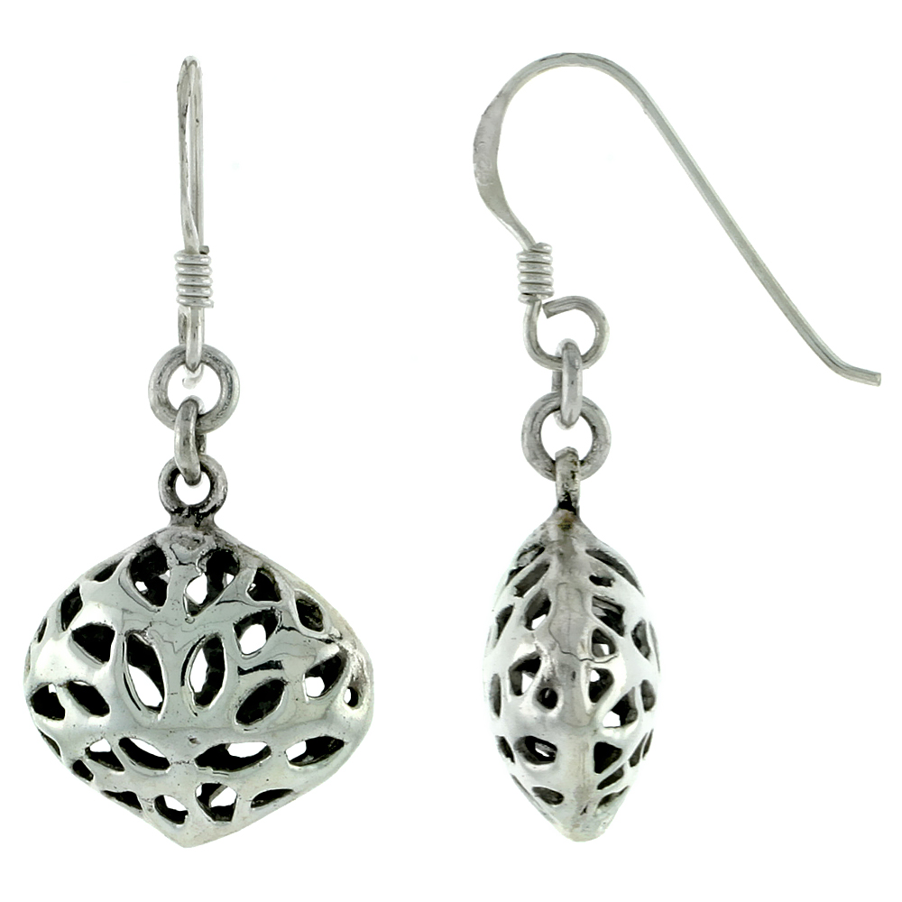 Sterling Silver Round, Filigree-style Earrings, 5/8 inch