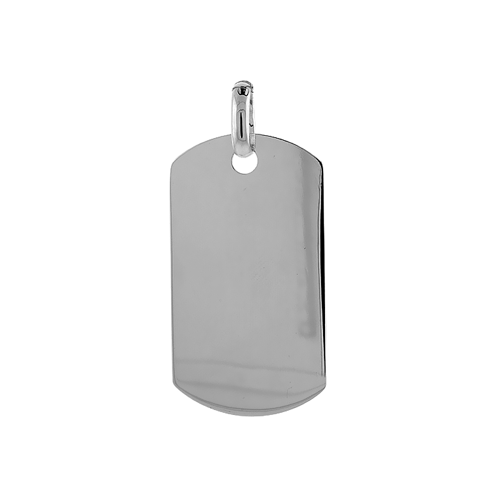 Sterling Silver Dog Tag 2 inch full size