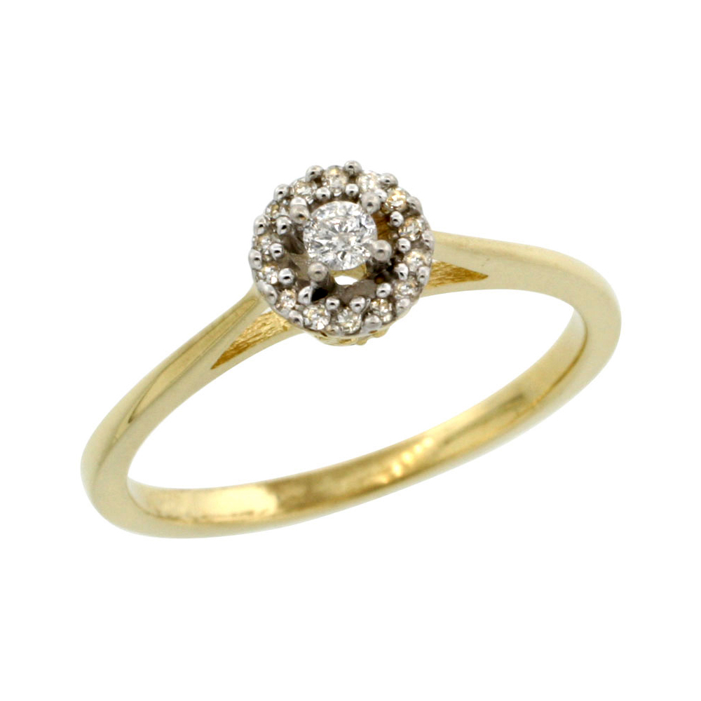 14k Gold Round Diamond Engagement Ring w/ 0.112 Carat Brilliant Cut Diamonds, 1/4 in. (6mm) wide