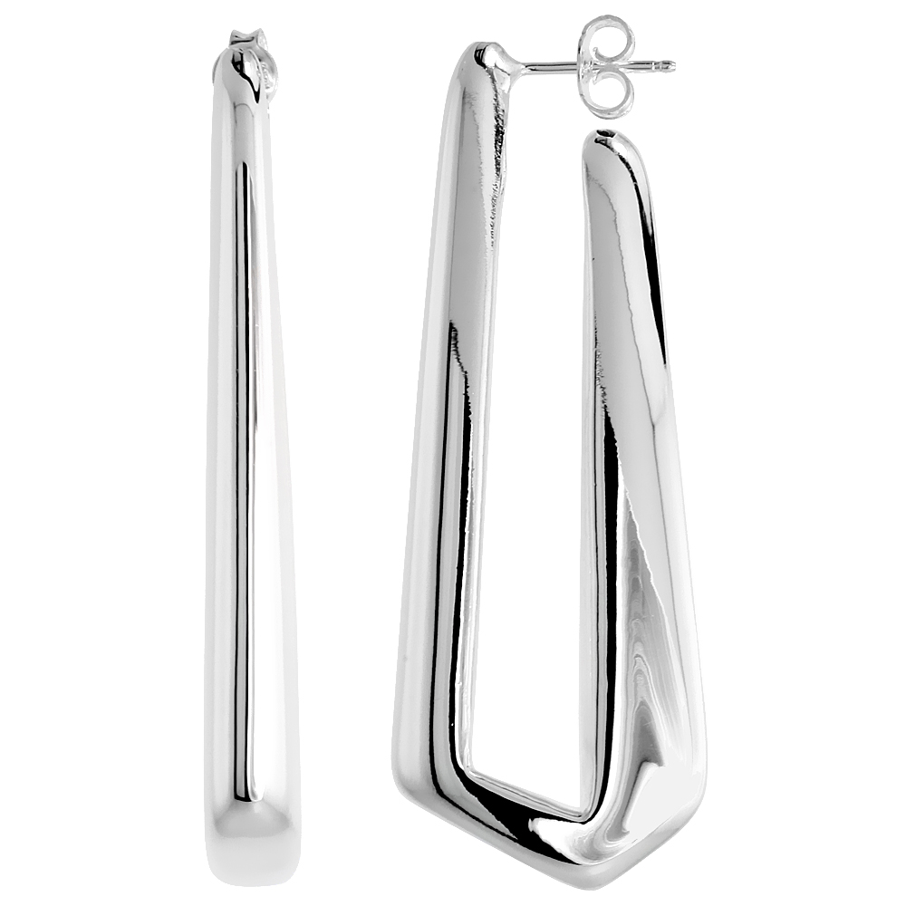 Sterling Silver Puffy Post Hoop Earrings Electroformed, 2 5/16 inch