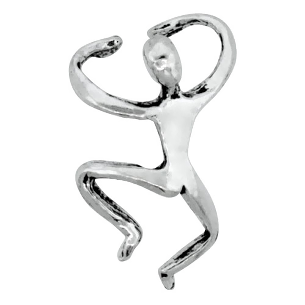 Sterling Silver Climbing Man Ear Cuff Earring (one piece), 5/8 inch