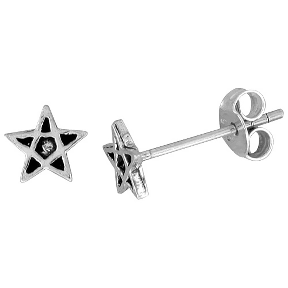 Tiny Sterling Silver Star Stud Earrings