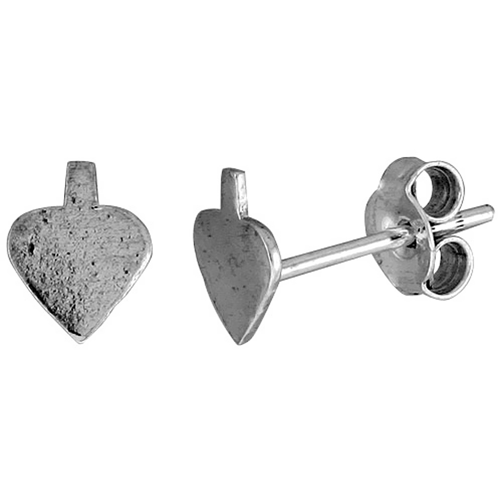 Tiny Sterling Silver Spade Stud Earrings 5/16 inch