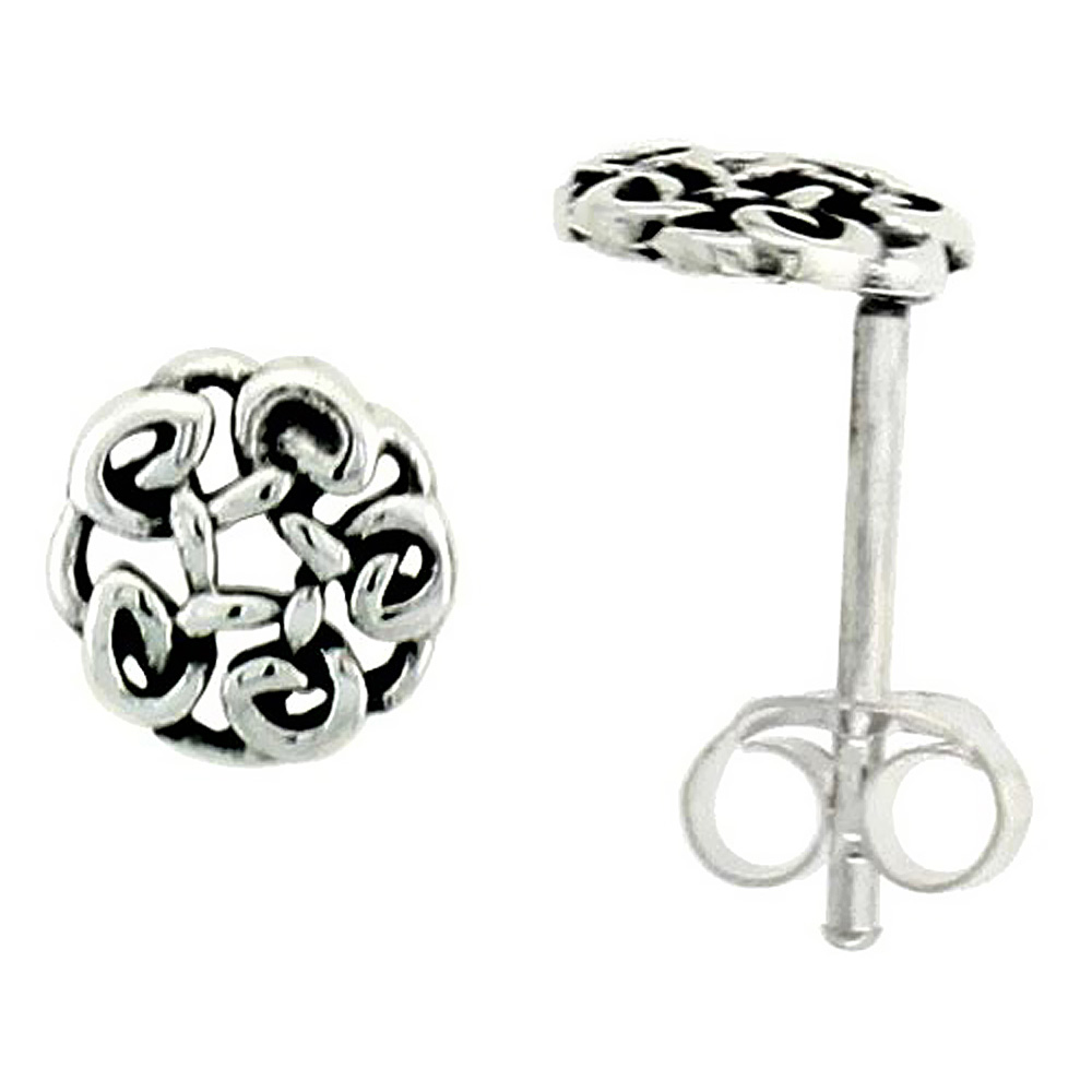 Sterling Silver Celtic Knot Stud Earrings, 1/4 inch