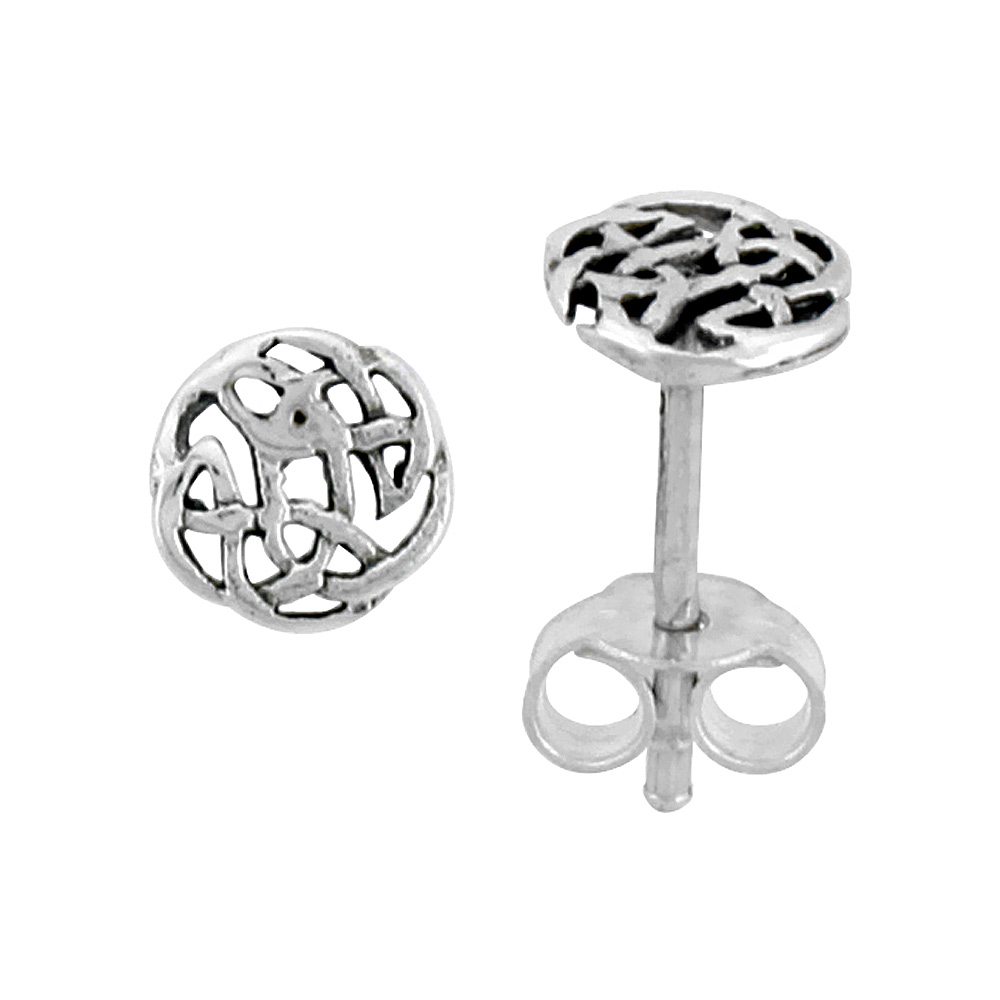 Sterling Silver Celtic Knot Stud Earrings, 1/4 inch