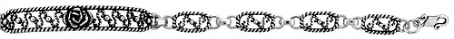 Sterling Silver Oxidized Filigree Flower Bracelet